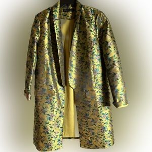 House of Harlow -L /silky gold & green duster jacket3/4 length-yellow lined